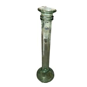 Vintage Green Glass Candlestick Holder 11" Tall Hand Blown Colonial Style